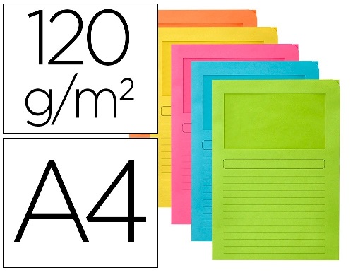 Subcarpeta ventana Q-CONNECT A4 120g surtido Pack 25 