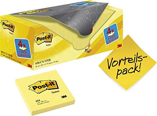 Notas adhesivas POST-IT 76x76 amarillo 100h Pack 20 