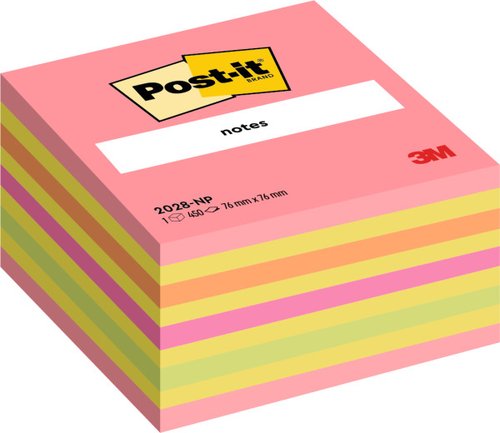 Cubo notas adhesivas POST-IT 76x76 ne�n rosa 450h