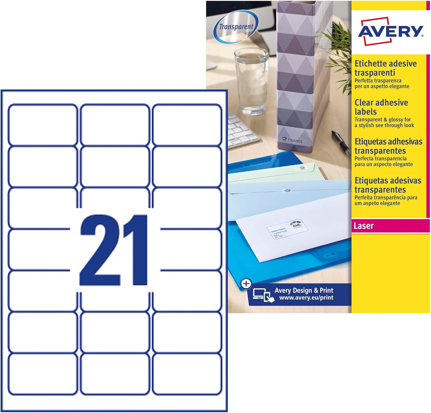 Etiqueta transparente AVERY 63,5x38,1mm 25h L7560-25